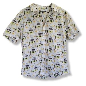 Slate & Stone Casual White Button Down Shirt with Egyptian Playful Print